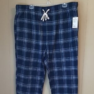 Sonoma Men's XL Navy Blue's Plaid Flannel Lounge Sleepwear Pants NWT